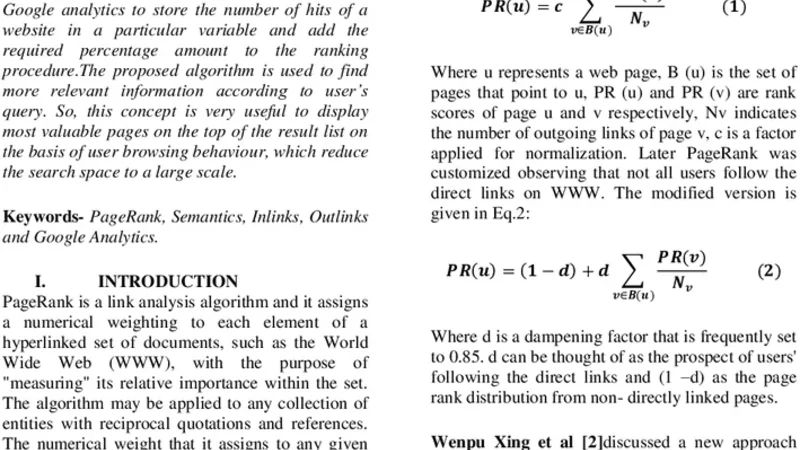 Advanced Page Rank Algorithm with Semantics, In Links, Out Links and   Google Analytics