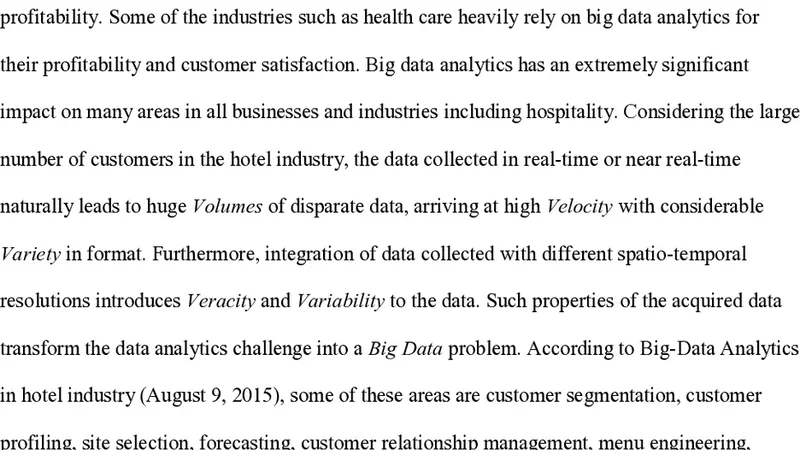 Analysis of Big Data Maturity Stage in Hospitality Industry