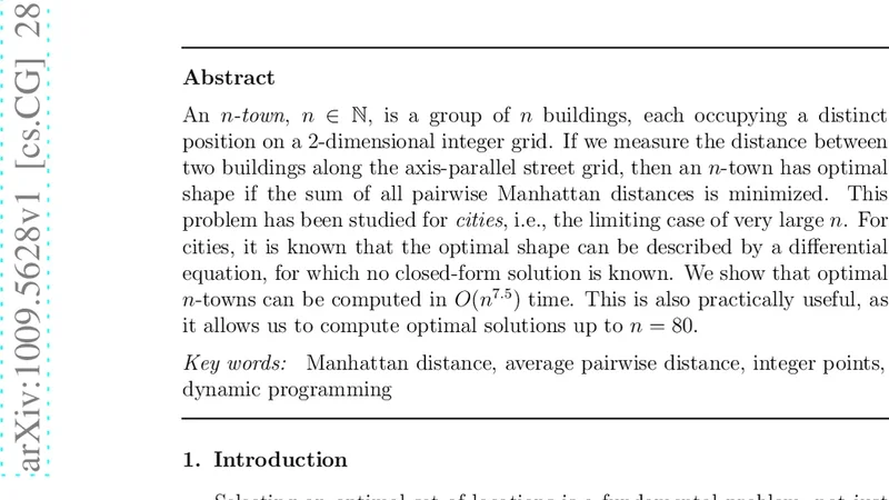 Integer Point Sets Minimizing Average Pairwise L1-Distance: What is the   Optimal Shape of a Town?