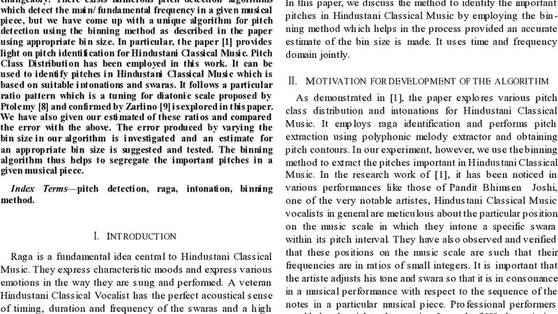 Binning based algorithm for Pitch Detection in Hindustani Classical   Music