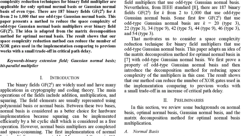 홀수형 가우시안 정규기저 곱셈을 위한 행렬 분해 기법