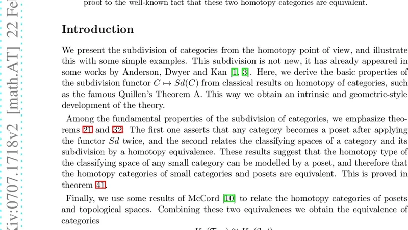 On the subdivision of small categories