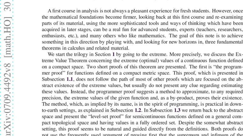 Fun with 'Analysis I': basic theorems in calculus revisited