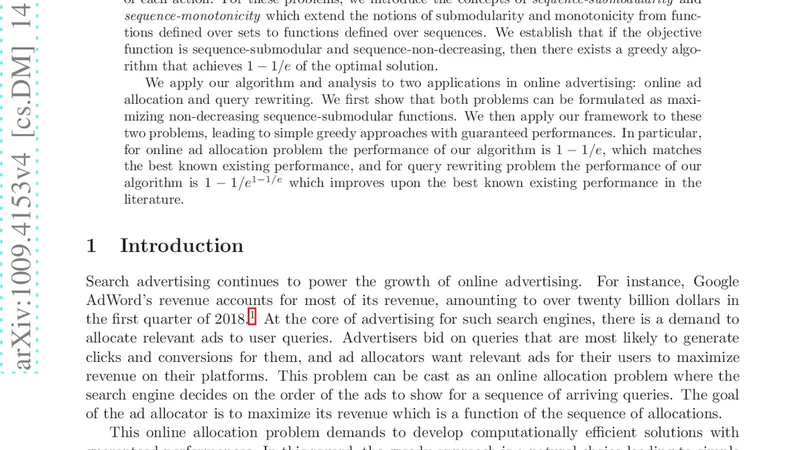 Maximizing Sequence-Submodular Functions and its Application to Online   Advertising