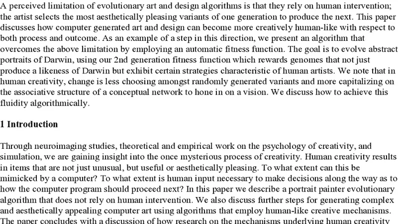 진화적 예술에 인간 창의성 특성 통합하기
