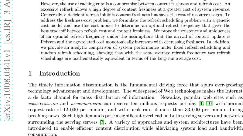 An Optimal Trade-off between Content Freshness and Refresh Cost