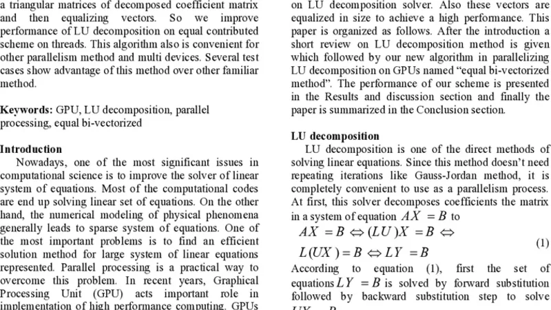Equal bi-Vectorized (EBV) method to high performance on GPU