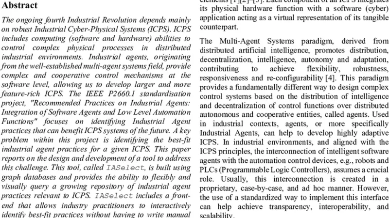 IASelect: Finding Best-fit Agent Practices in Industrial CPS Using Graph Databases