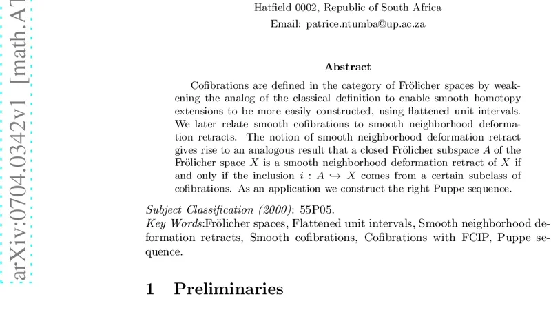 프뢰헬러 공간에서의 코피베이션 첫 번째 부