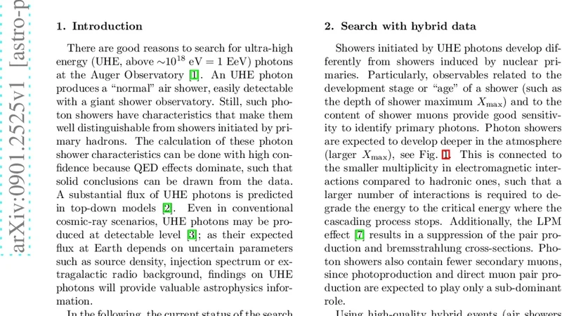 피에르 오거 관측소에서의 광자 탐색