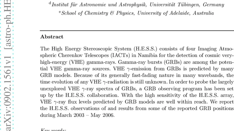 H.E.S.S. 로 관측한 감마선 폭발의 새로운 시도
