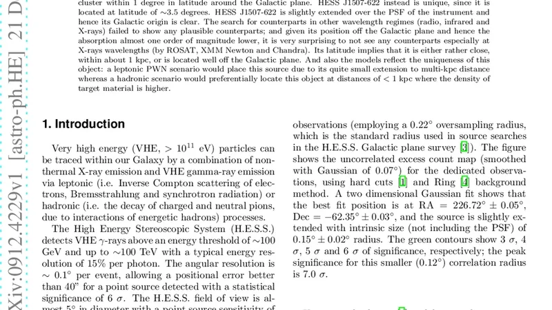 은하면에서 떨어진 미확인 VHE 감마선 원천 HESS J1507 622
