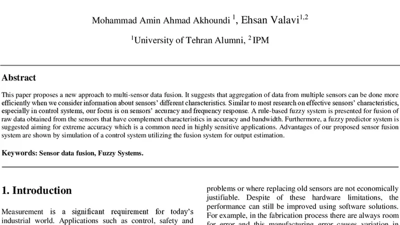 Multi-Sensor Fuzzy Data Fusion Using Sensors with Different   Characteristics