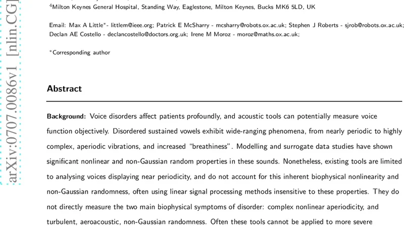 비선형 재발과 프랙탈 스케일링을 이용한 음성 장애 자동 검출