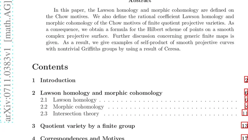 로슨 호몰로지와 형태공동조와 차오 동기