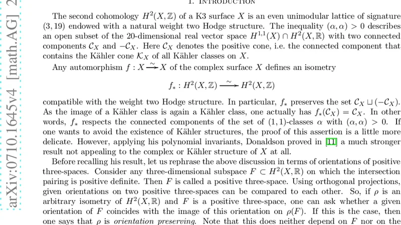 K3 표면의 유도동형과 방향 보존
