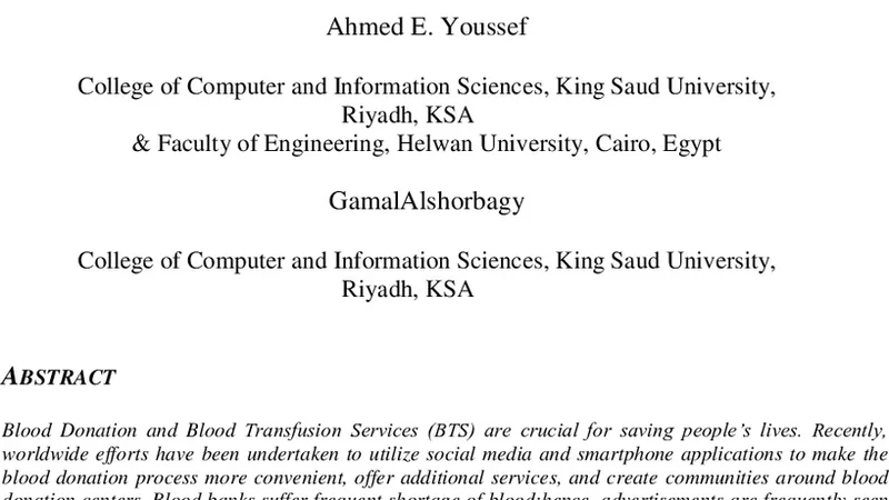 A Framework for a Smart Social Blood Donation System Based on Mobile   Cloud Computing
