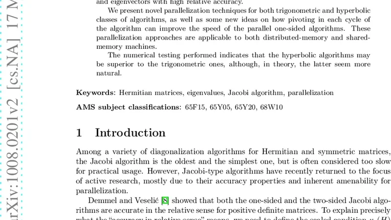 병렬 자코비 알고리즘의 새로운 변형과 고성능 구현