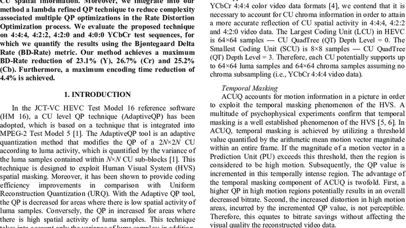 영상 압축을 위한 시공간 적응형 양자화 기법