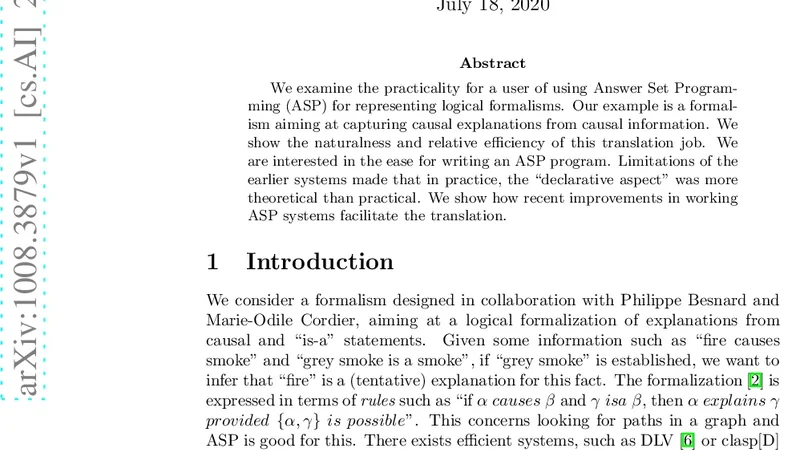 A formalism for causal explanations with an Answer Set Programming   translation