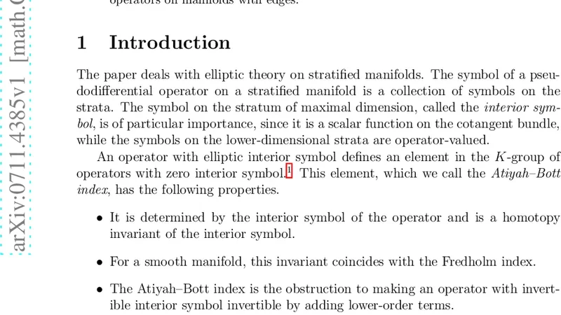 계층화된 다양체에서의 아티아보트 지수