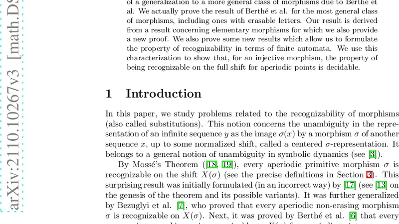 Recognizability of morphisms