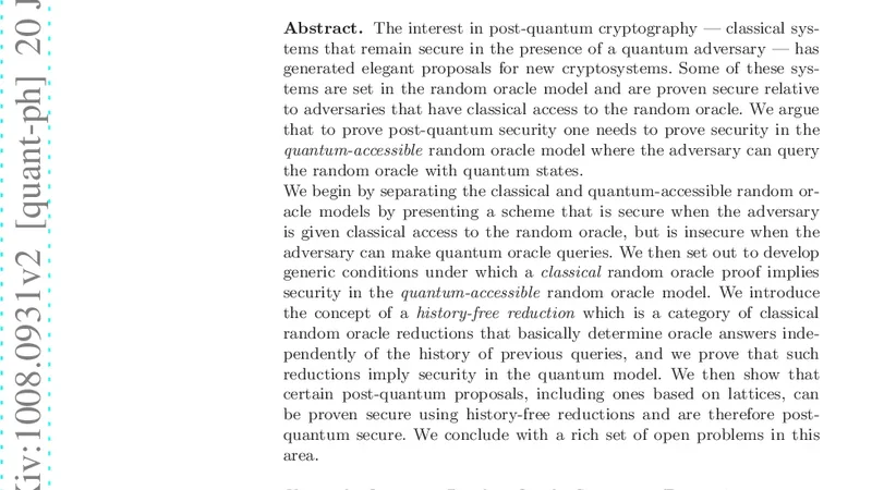 양자 시대의 랜덤 오라클