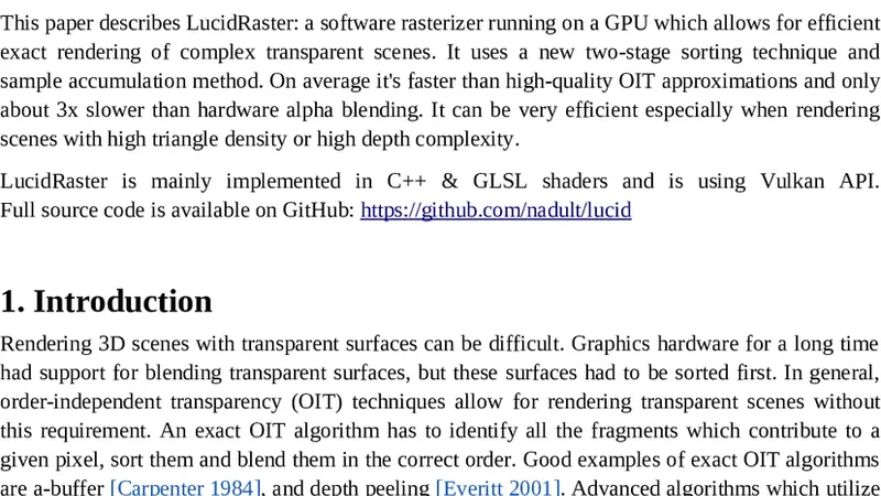 루시드래스터 정확한 순서 무관 투명도 렌더링을 위한 GPU 소프트웨어 라스터라이저