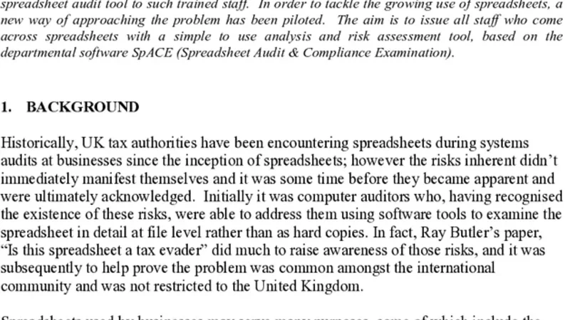 스프레드시트 위험 관리 HMRC의 새로운 접근법