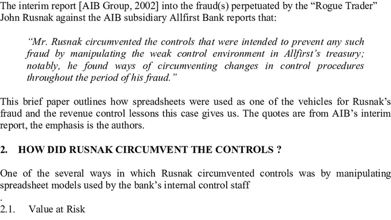 스프레드시트가 만든 은행 사기의 함정
