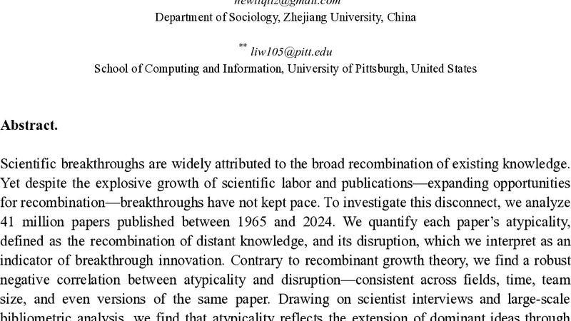 Can Recombination Displace Dominant Scientific Ideas