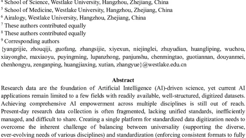 Airalogy: AI-empowered universal data digitization for research automation