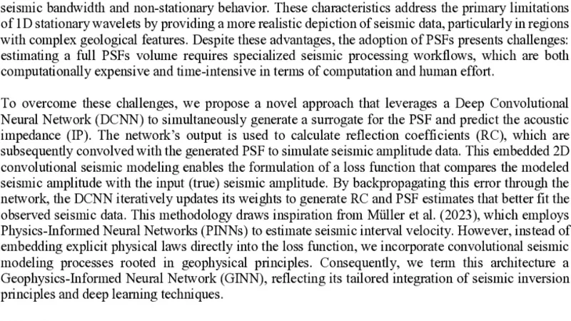 Geophysics-informed neural network for model-based seismic inversion using surrogate point spread functions