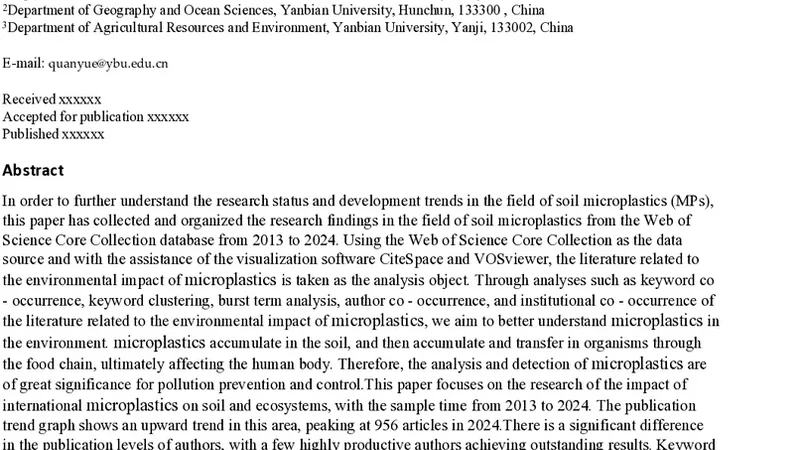 A bibliometric analysis on the current situation and hot trends of the impact of microplastics on soil based on CiteSpace