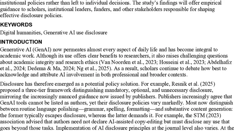 Disclosing Generative AI Use in Digital Humanities Research