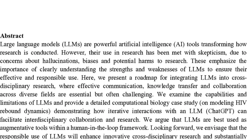 Roadmap for using large language models (LLMs) to accelerate cross-disciplinary research with an example from computational biology