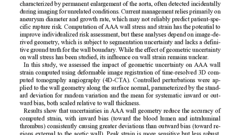 복부대동맥류 벽 변형률 계산에 대한 기하학적 불확실성 영향 분석