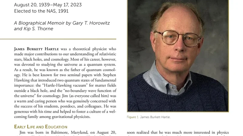제임스 버킷 하틀: 양자 우주론의 선구자