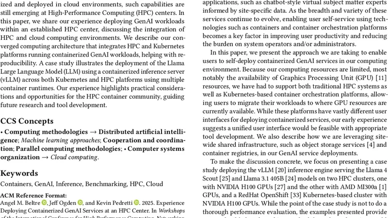 Experience Deploying Containerized GenAI Services at an HPC Center