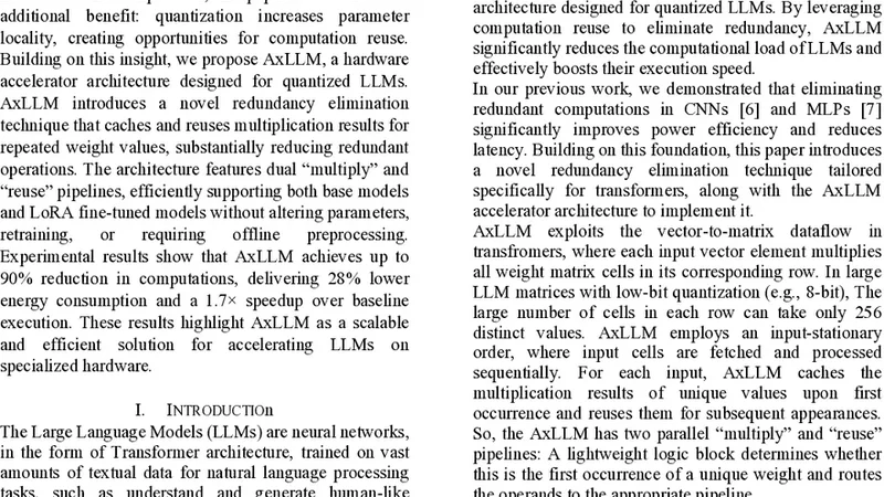 AxLLM: accelerator architecture for large language models with computation reuse capability