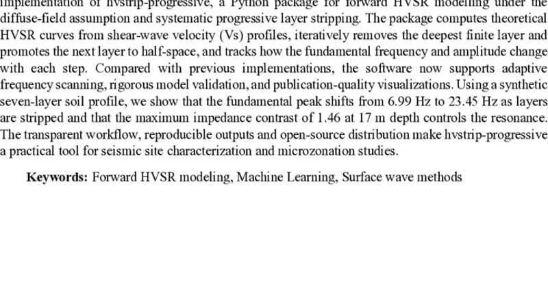 Progressive Layer Stripping Analysis for HVSR Interpretation