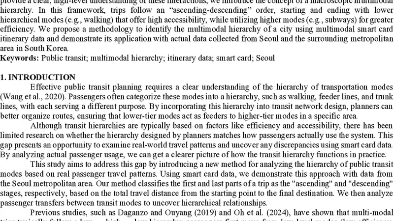Identifying the Multimodal Hierarchy of Public Transit Systems Using Itinerary Data