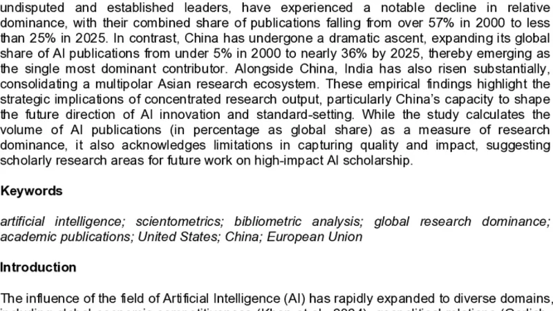 Trajectories and Comparative Analysis of Global Countries Dominating AI Publications, 2000-2025