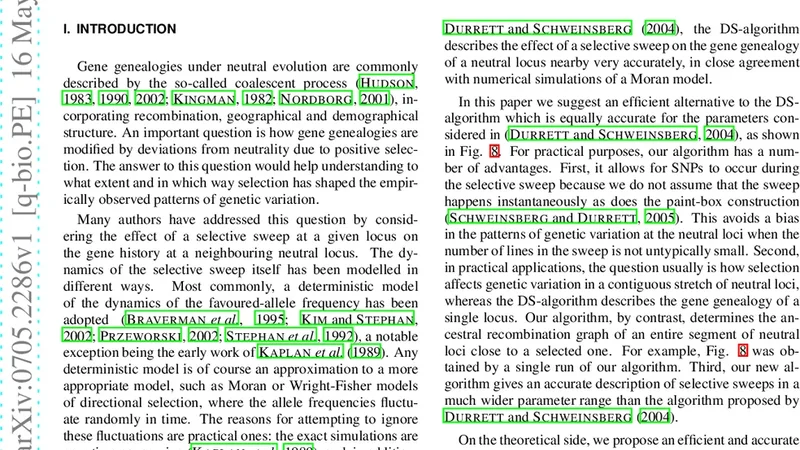 선택 스윕을 위한 정확한 유전적 히치하이킹 모델