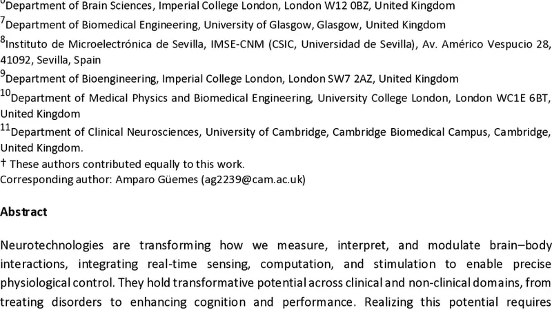 From Neural Sensing to Stimulation: An Interdisciplinary Roadmap for Neurotechnology