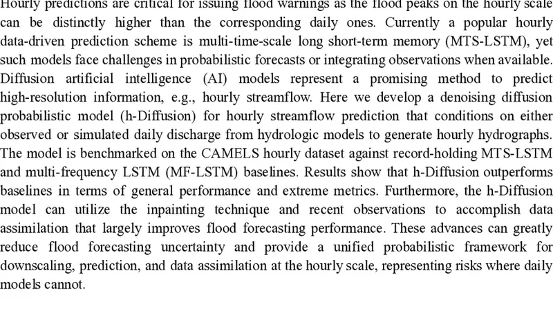 Diffusion-Based Probabilistic Modeling for Hourly Streamflow Prediction and Assimilation