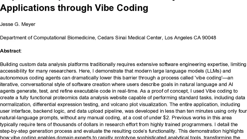 Rapid Development of Omics Data Analysis Applications through Vibe Coding