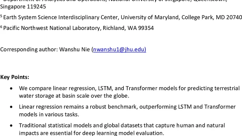 테라스털 물 저장량 예측에서 선형 회귀가 딥러닝을 앞선다