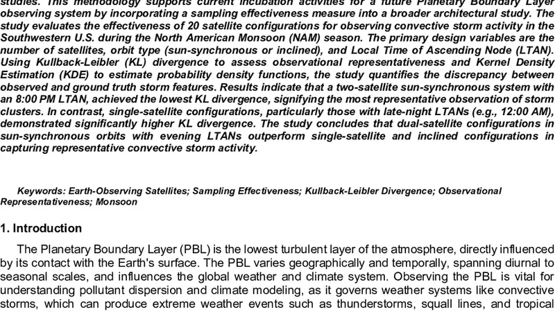 위성 궤도 설계와 KL 발산을 통한 폭풍 샘플링 효율성 평가