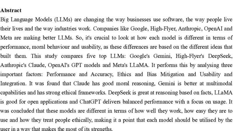 다양한 대형 언어 모델의 성능·윤리·사용성 비교 분석